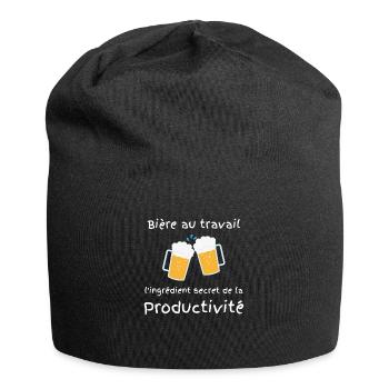 Bière au travail - humour drôle pour un cadeau - Bonnet en jersey - noir - Devant