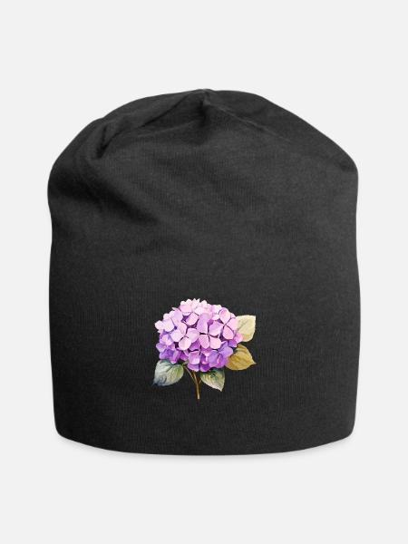 Hortensie Rosa - Jersey-Beanie - Schwarz