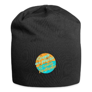 Plastik vermeiden - Jersey-Beanie - Schwarz - Vorne