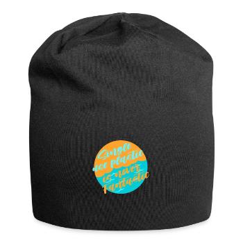 Plastik vermeiden - Jersey-Beanie - Schwarz - Vorne
