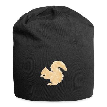 Eichhörnchen, Boho Line Art Design, Serie „Woods“ - Jersey-Beanie - Schwarz - Vorne