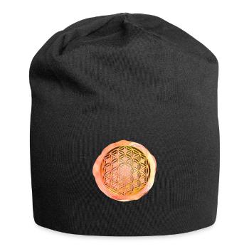 Lebensblume 3D - Jersey-Beanie - Schwarz - Vorne