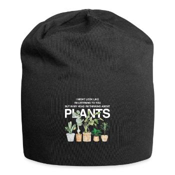 In my thoughts with my plants - Jersey Beanie - black - Front