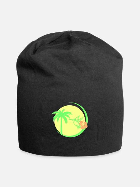 Palmier Colibri Hibiscus - Bonnet en jersey - noir