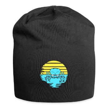 Oktopus Meer Sonnenuntergang Strand Urlaub Linien - Jersey-Beanie - Schwarz - Vorne
