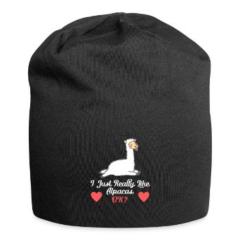 J’aime les alpagas ok? Alpaga - Bonnet en jersey - noir - Devant