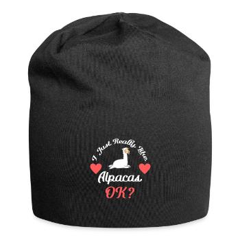 J’aime les alpagas ok? Alpaga - Bonnet en jersey - noir - Devant