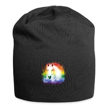 buntes Pferd ,Schimmel, Pferd ,regenbogen,grafftit - Jersey-Beanie - Schwarz - Vorne
