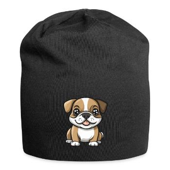 Bulldog Dog Cute - Jersey Beanie - black - Front