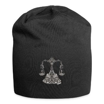 Waage Sternzeichen - Jersey-Beanie - Schwarz - Vorne