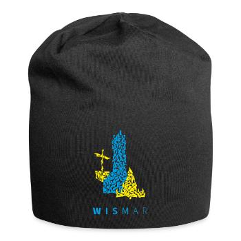 Wismar triangle Illustration blue yellow - Jersey Beanie - black - Front