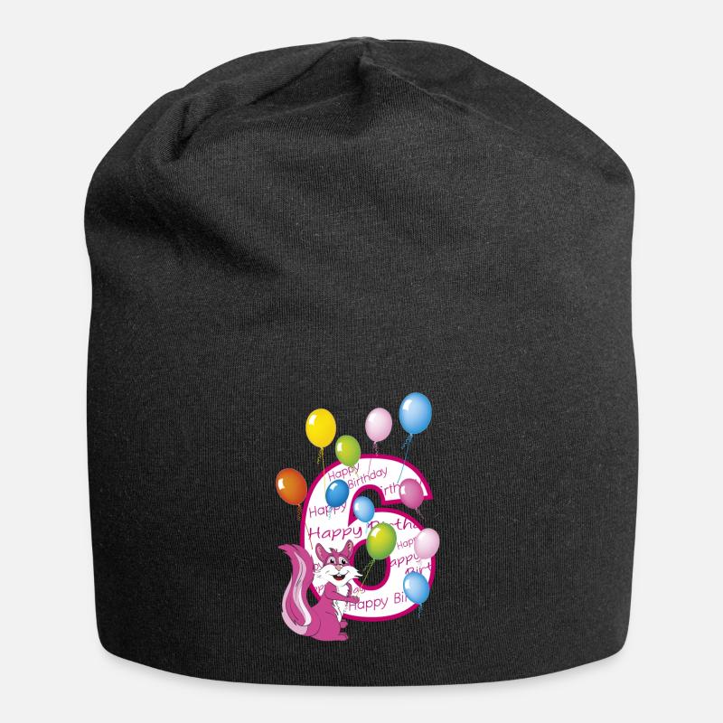 sixth birthday 6 years squirrel - Jersey Beanie - black