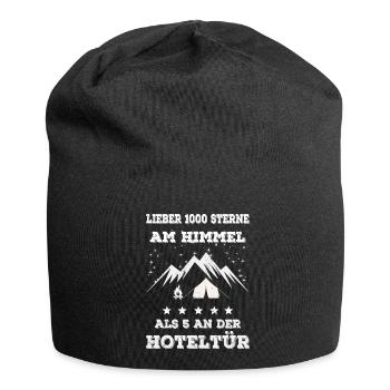 Lieber 1000 Sterne am Himmel als 5 an der Hoteltür - Jersey-Beanie - Schwarz - Vorne