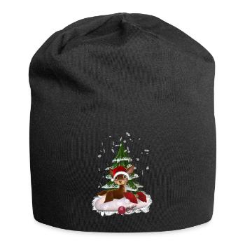 Weihnachtsgeschenk - Jersey-Beanie - Schwarz - Vorne