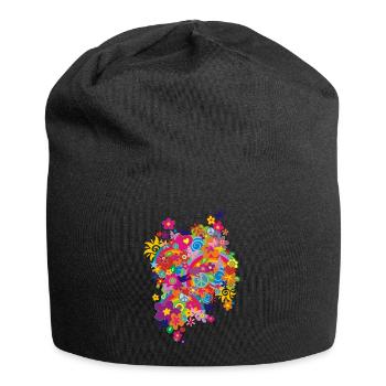 NEW FLOWER POWER RAINBOW - Jersey Beanie - black - Front