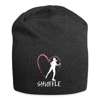 Dear Shuffle Dance - pink heart with dancer - Jersey Beanie - charcoal grey - Front