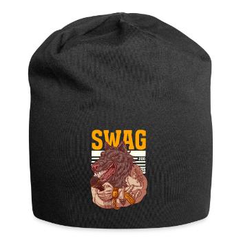 Rapper with wolf's head and tattoos - Jersey Beanie - black - Front