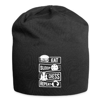 Eat Sleep Chess Repeat - Schach Schachmatt Taktik - Jersey-Beanie - Schwarz - Vorne
