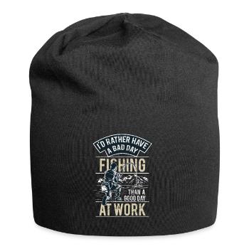 FISHING - lustiges Angler Shirt Vatertag Geschenk - Jersey-Beanie - Schwarz - Vorne