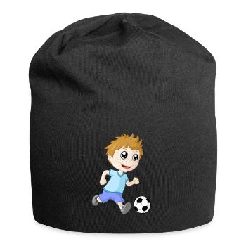 Petit garçon de football - Bonnet en jersey - noir - Devant