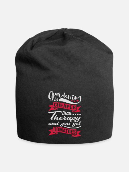 Gardening Is Cheaper Than Therapy - Jersey-Beanie - Schwarz