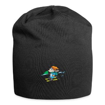 Chien chiot monte hiver ski départ cadeau comique - Bonnet en jersey - noir - Devant