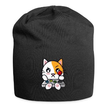 Cat with joystick Gamepad Controller - Jersey Beanie - black - Front