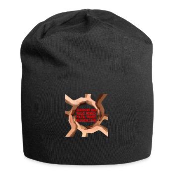 Gegen Rassismus - Jersey-Beanie - Schwarz - Vorne