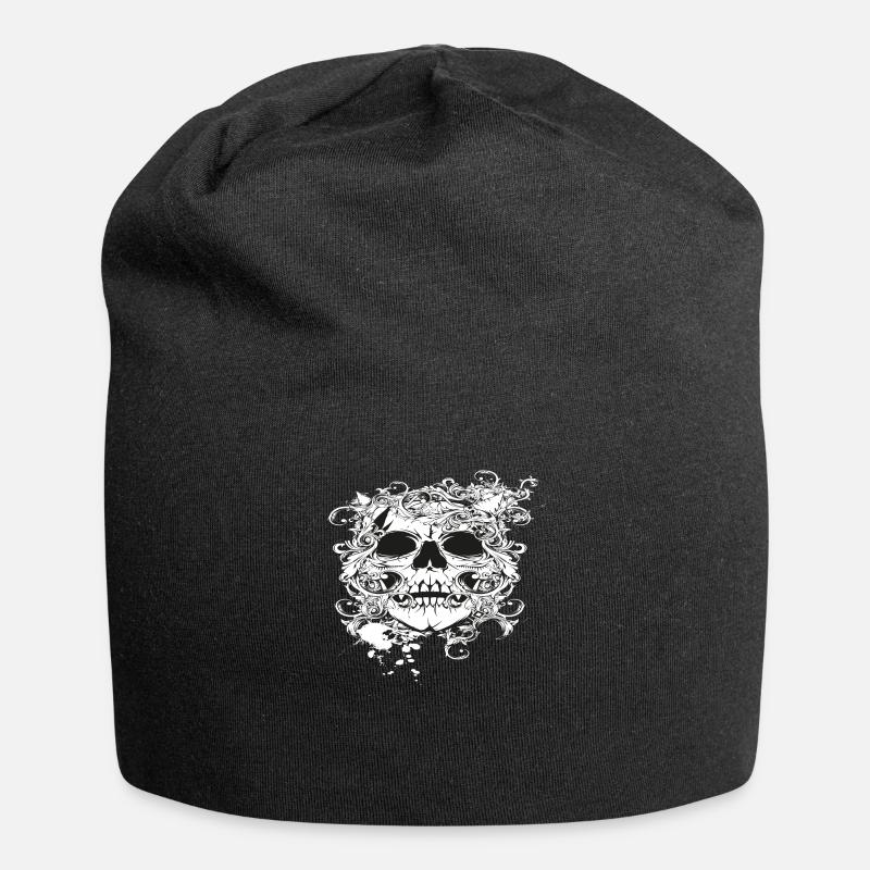 skull whait - Jersey Beanie - black