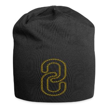 Goldene Kette bildet die Zahl 3 - Jersey-Beanie - Schwarz - Vorne