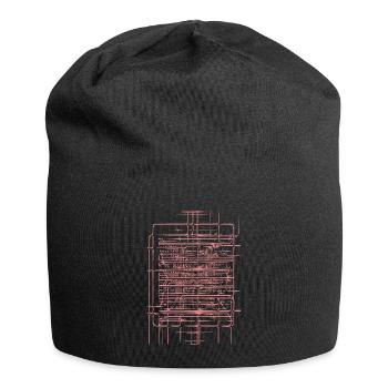 Geometrische Pinklinien Textur - Jersey-Beanie - Schwarz - Vorne