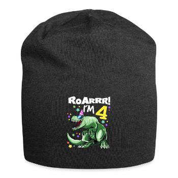 ROAR Ich bin 4 Jahre Alt - T REX Birthday DINO - Jersey-Beanie - Anthrazit - Vorne