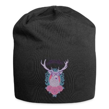 Hipster Deer - Jersey Beanie - black - Front