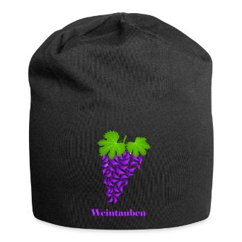 rote Weintauben, Weintrauben, Tauben, Taube - Jersey-Beanie - Schwarz - Vorne