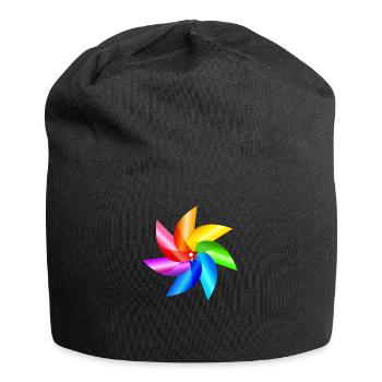 bunte Windmühle Kinderspielzeug Regenbogen Sommer - Jersey-Beanie - Schwarz - Vorne