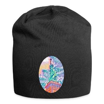 Freiheitsstatue, New York, USA - Jersey-Beanie - Schwarz - Vorne