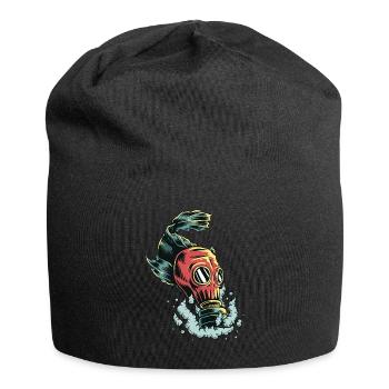 Fisch mit Gasmaske | Fish with gas mask - Jersey-Beanie - Schwarz - Vorne