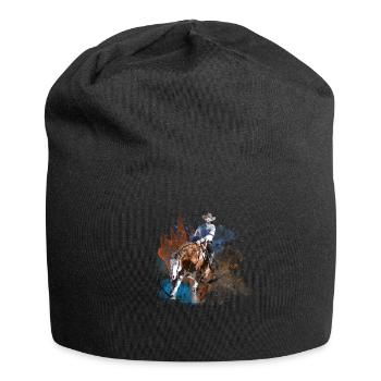 Westernreiter Reining Quarter Horse Sliding Stop - Jersey-Beanie - Schwarz - Vorne