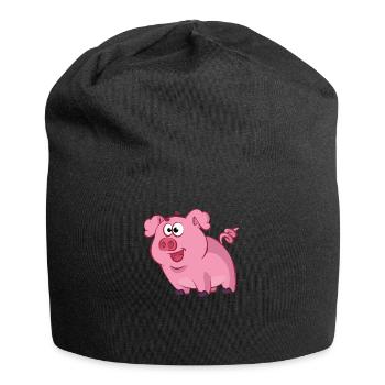 Schwein Tier Schweinchen Geschenk · Ferkel - Jersey-Beanie - Schwarz - Vorne
