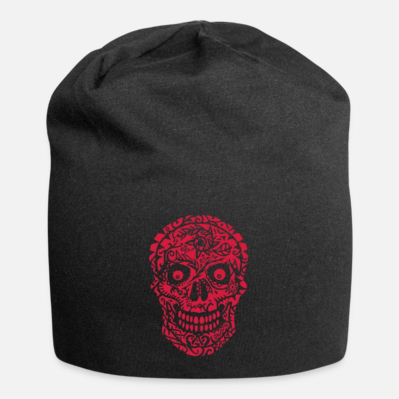 Totenkopf - Jersey-Beanie - Schwarz