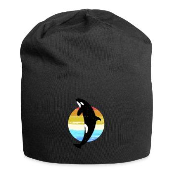 Wal Orca Schwertwal Lieblingstier Geschenk Motiv - Jersey-Beanie - Schwarz - Vorne