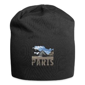 Paris, France- Louvre glass pyramid, - Jersey-Beanie - Schwarz - Vorne