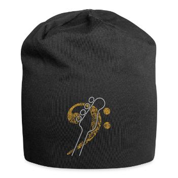 Clé de basse, clé de basse, distre de guitare basse - Bonnet en jersey - noir - Devant