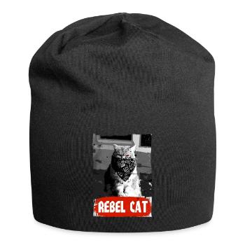 Rebel Cat - Grumpy Cat - Cat - Jersey Beanie - black - Front