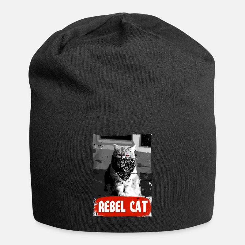 Chat Rebelle - Chat Grincheux - Chat - Bonnet en jersey - noir