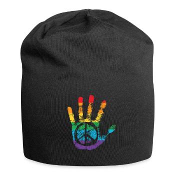 Signe de la paix Rainbow Hand Print - Bonnet en jersey - noir - Devant