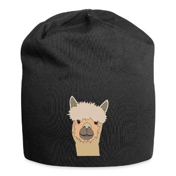 Lächelndes Lama süßes Alpaka - Jersey-Beanie - Schwarz - Vorne