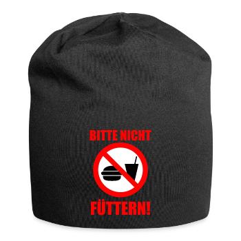 Bitte nicht füttern! - Jersey-Beanie - Schwarz - Vorne