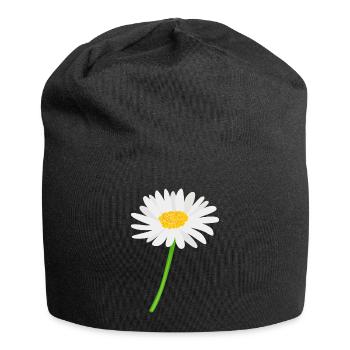 Marguerite fleur avec tige - Bonnet en jersey - noir - Devant