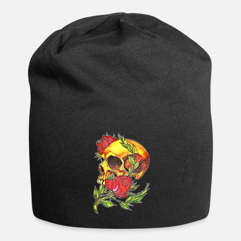 Schädel - Jersey-Beanie - Schwarz